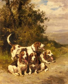 查爾斯 奧利維爾 德 珮尼 Hunting Dogs on a Forest Path